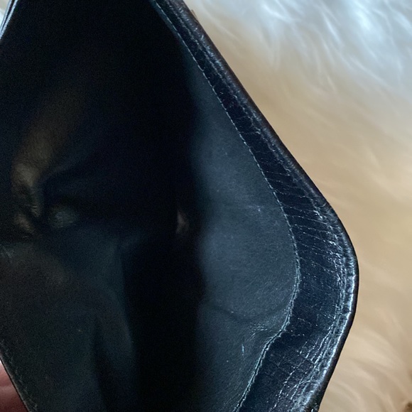 EUC-GUCCI GG BLACK LEATHER GUNMETAL HARDWARE PUSH LOCK JACKIE CANVASS WALLET - Picture 8 of 13